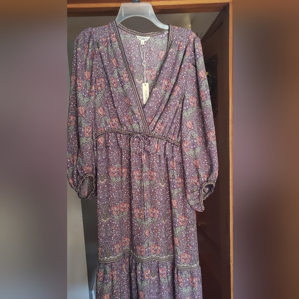 MAX STUDIO LONDON Paisley Print Long Sleeve Maxi Dress Size XL NWT
